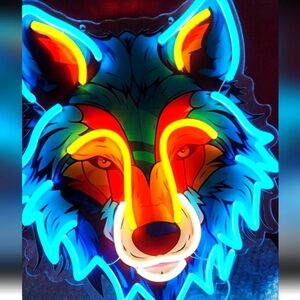 LARGE BEAUTIFUL WOLF Neon Sign Dimmable